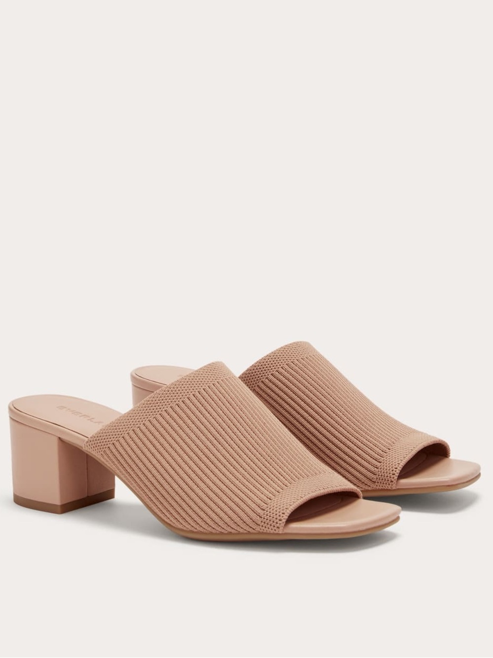 Everlane The Glove Mule ReKnit Blush Tan Block Heel Sandals Shoes Size 8.5 NIB